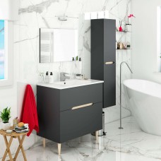 Mueble de Baño Pack Lotto Moderno Gris Antracita y Roble con Columna (Lavabo + Espejo) Mueble de Baño Pack Lotto Moderno Gris Antracita y Roble con Columna (Lavabo + Espejo)
