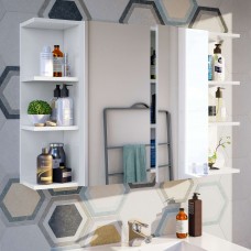 Mueble Auxiliar de Baño Pack Estanterías + Armario Espejo Blanco 100x65 cm Mueble Auxiliar de Baño Pack Estanterías + Armario Espejo Blanco 100x65 cm