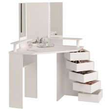 Tocador de Dormitorio con Espejo y LED California Blanco 142X114X61 cm Tocador de Dormitorio con Espejo y LED California Blanco 142X114X61 cm