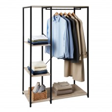 Vestidor Abierto Dormitorio 3 estantes Color roble sonoma y Negro 90x167 cm