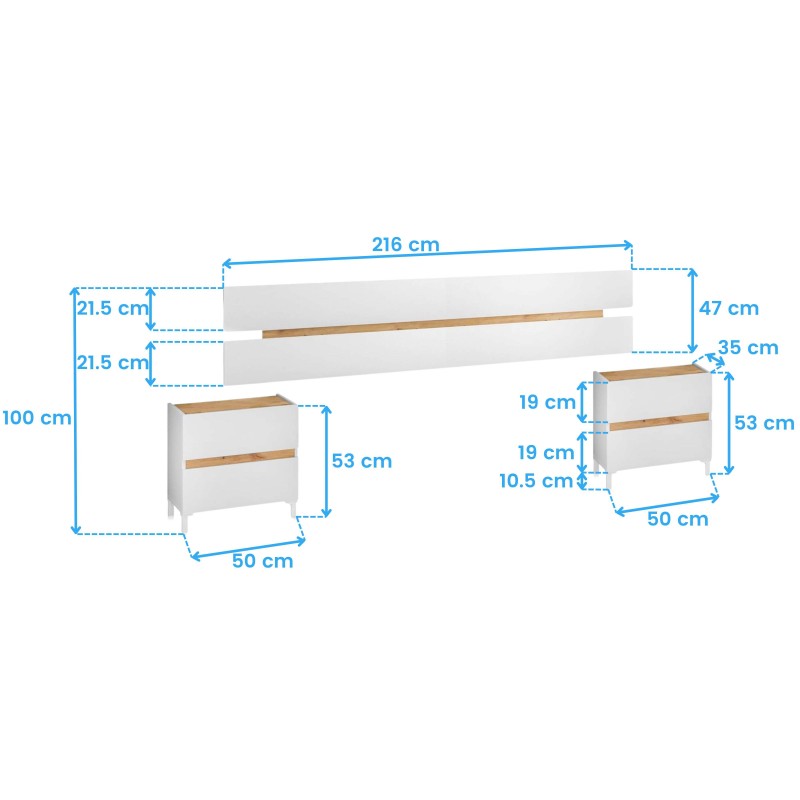 Dormitorio Tempus Mesita y Cabecero Cotas