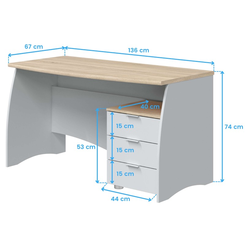 Pack Despacho Roble y Artik Escritorio Cotas