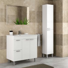 Mueble de Baño con Columna Blanco Brillo (Incluye Lavabo y Espejo) Mueble de Baño con Columna Blanco Brillo (Incluye Lavabo y Espejo)