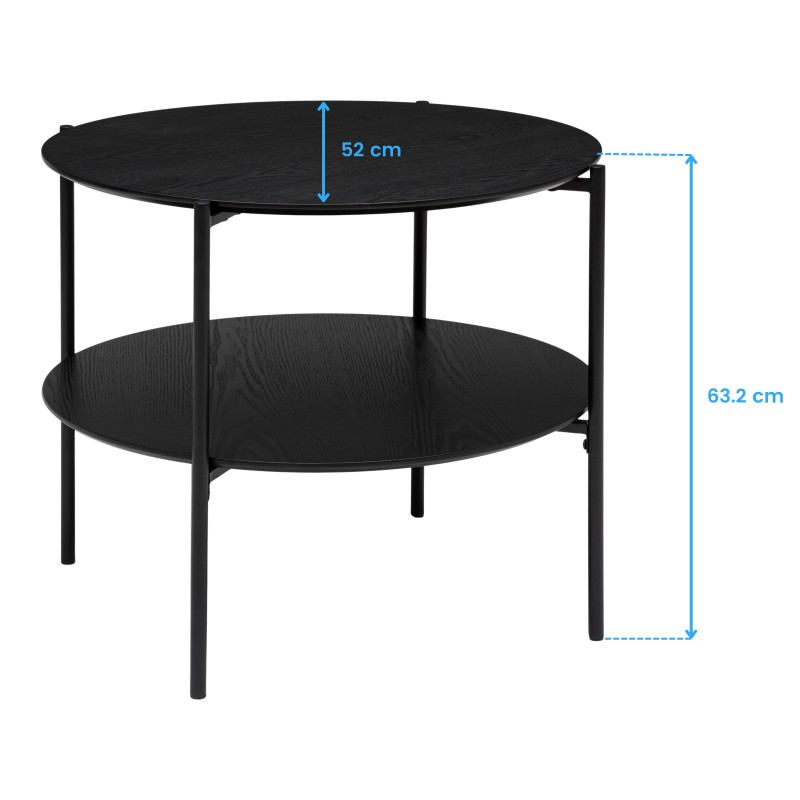 Mesa de Centro Redonda Kemi Color Negro 52x63 cm
