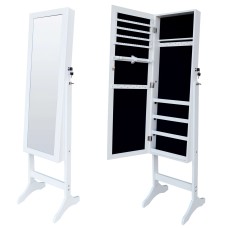 Espejo Joyero de Pie 36x155x40 cm Blanco