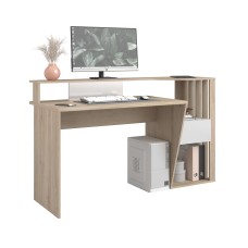 Escritorio Estudio Oficina Con Altillo Straight Color Roble Japonés y Blanco 157 cm Escritorio Estudio Oficina Con Altillo Straight Color Roble Japonés y Blanco 157 cm