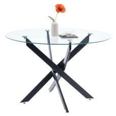 Mesa Comedor Redonda Crest Cristal Color Negro 110x74 cm Mesa Comedor Redonda Crest Cristal Color Negro 110x74 cm