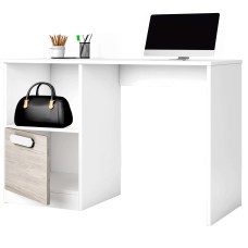 Mesa Escritorio Estelle Juvenil Color Blanco Mate y Roble Sahara 100 cm