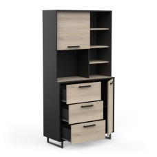 Mueble Auxiliar de Cocina Roma Color Roble Kronberg y Negro mate 92x180 cm