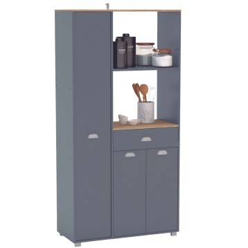 Mueble Buffet Alto Auxiliar Asfeld Con 3 Puertas Color Gris Grafito 90x180 cm
