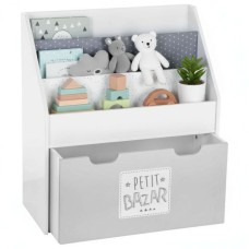 Mueble Infantil Librería con 1 Cajón en Blanco y Gris 63x70x30 cm