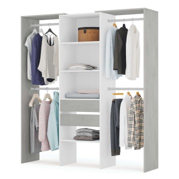 Vestidor Dress 4 Barras 2 Cajones Blanco Cemento 179x202 cm