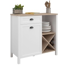 Mueble Buffet de cocina Bajo Coper Color Blanco y Roble Jackson 94x92 cm Mueble Buffet de cocina Bajo Coper Color Blanco y Roble Jackson 94x92 cm