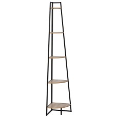 Estantería Esquinera Aliaj color negro y roble claro 180x35x35 cm