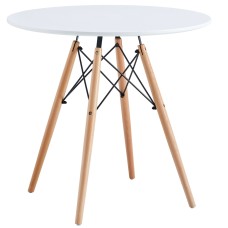 Mesa De Cocina Redonda Tower Blanco y Haya 80x75 cm