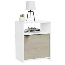Mesita de noche Nano Color Blanco Mate y Roble Kronberg 41x51 cm
