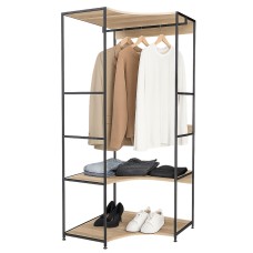 Mueble de Entrada 2 Estantes 1 Barra Lofi Roble Cambrian y Negro 80x175 cm