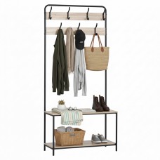 Perchero Entrada 7 Colgadores Sert Color Roble Cambrian y Negro 80x170x30 cm