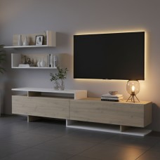 Mueble de Salón Moderno Orlis Roble Artisan y Blanco Mate 200 cm