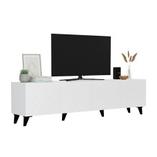 Mueble TV Josi 200 cm Color Blanco Brillo y Negro