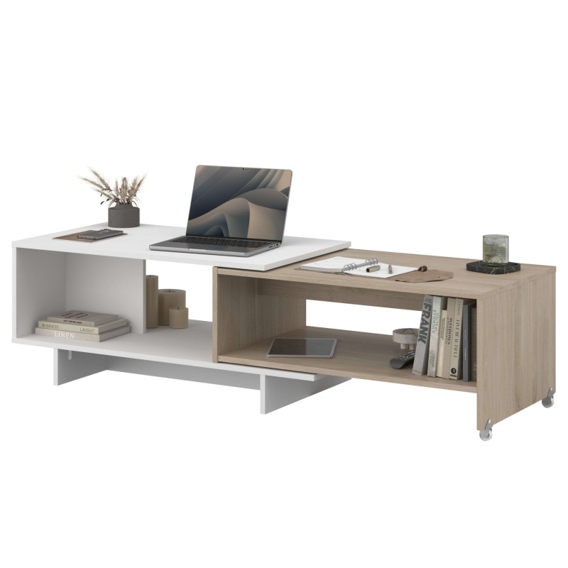 Mesa de centro con tapa deslizante lateral