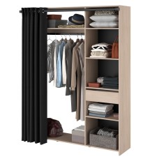 Vestidor Armario Abierto Dark Roble Brooklyn y Negro Stipple 161x200 cm