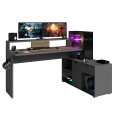 Mesa Gaming Playit Multiposición Gris Sombra 134 cm