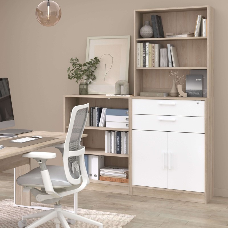 Estanteria alta oficina con puertas ambiente