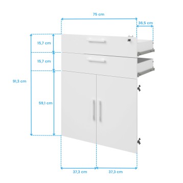 Estanteria alta oficina con puertas cotas 2