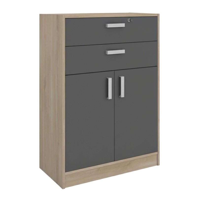 Armario de oficina con puerta y 2 cajones portada