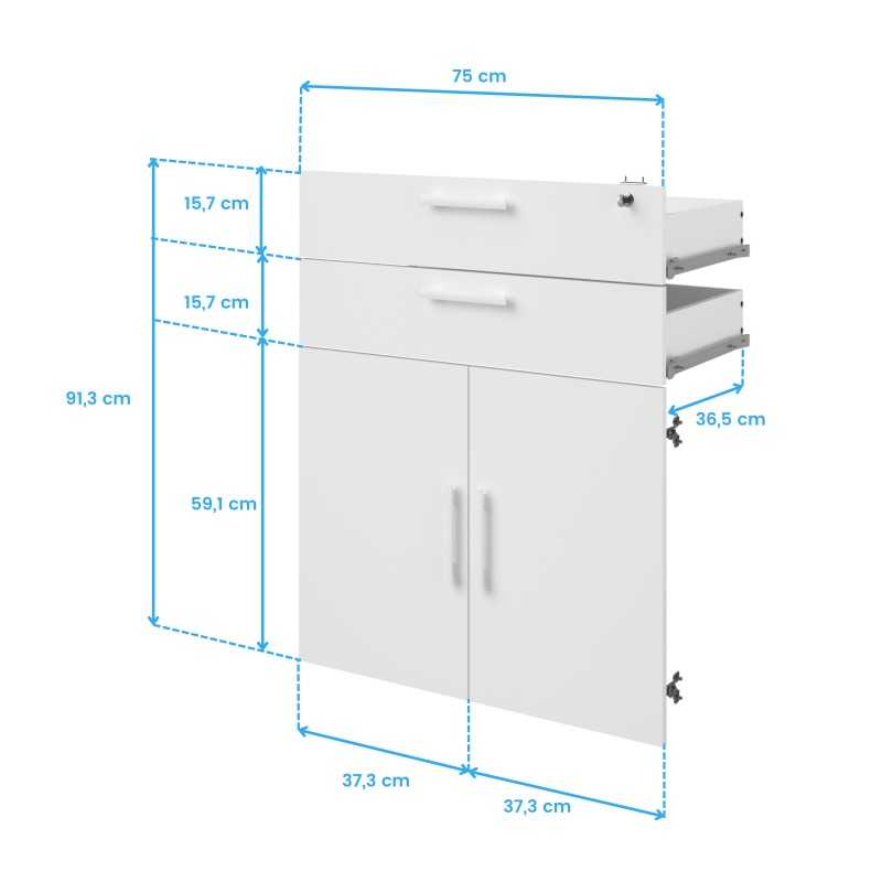 Pack de oficina completo puertas estanteria baja cotas