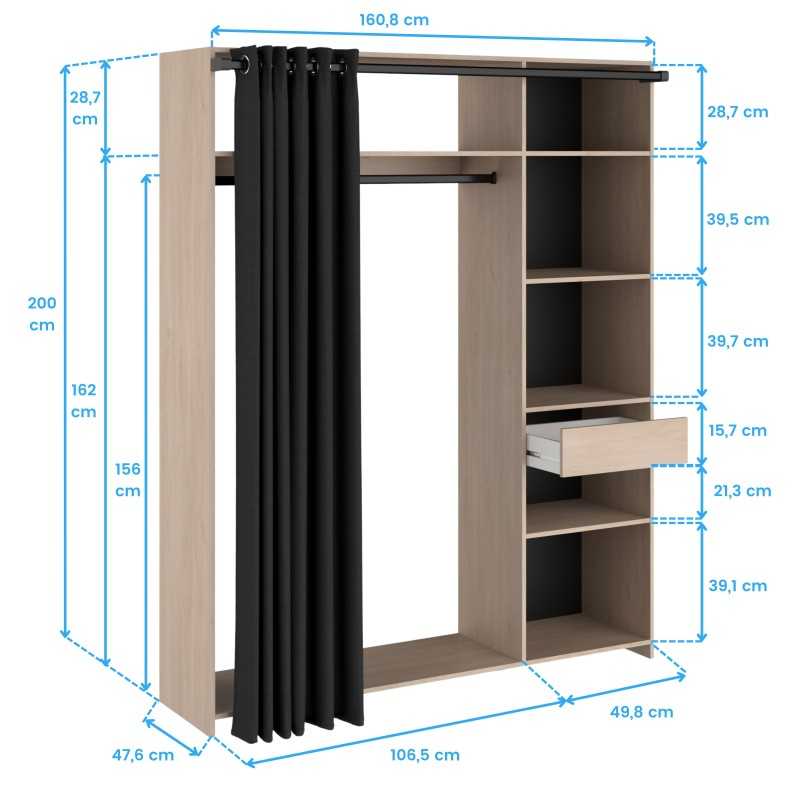 Pack dormitorio Vestidor armario abierto cotas