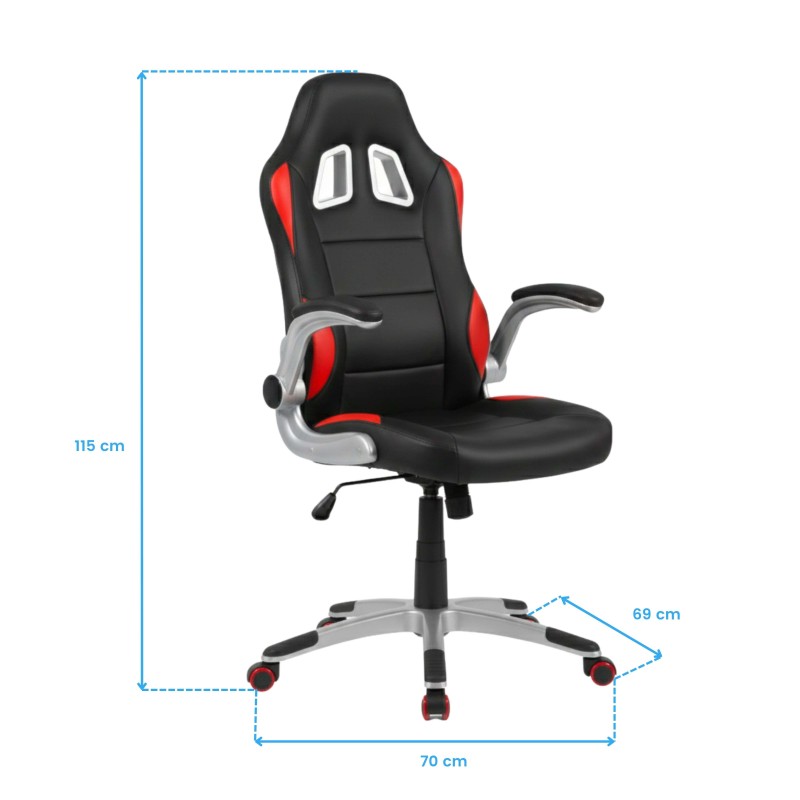 Silla Gaming Mugello negra y roja cotas