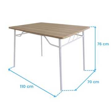 Mesa Cocina Color Blanco y Roble Sonoma cotas