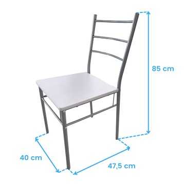 Silla Color Blanco y gris cotas