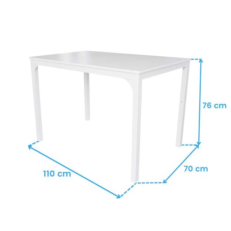 Mesa del Conjunto Cocina con 4 Sillas Color Blanco cotas