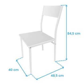 Silla de Conjunto Cocina con 4 Sillas Color Blanco cotas