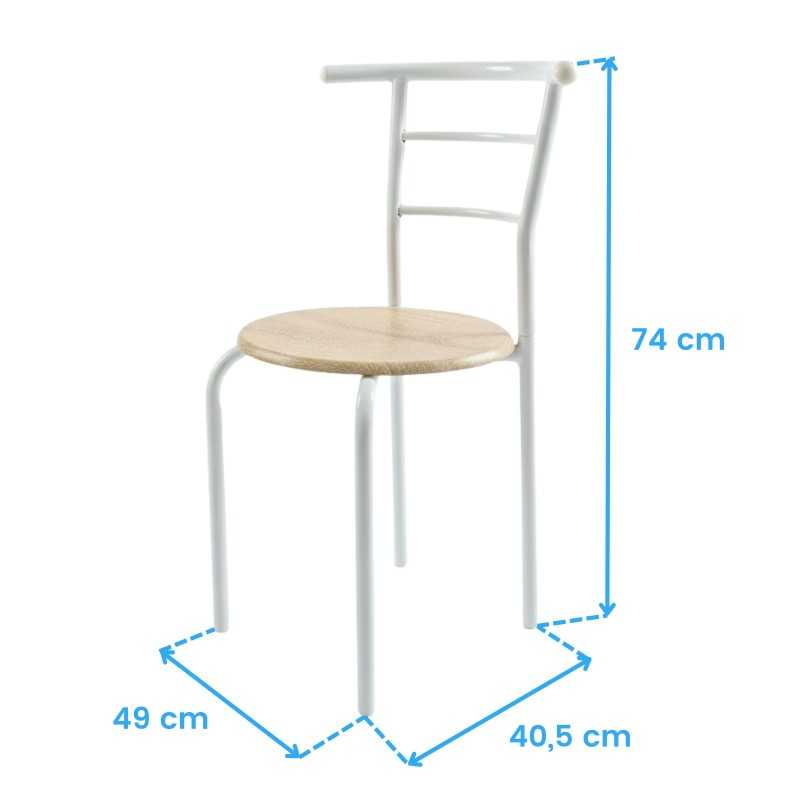 Silla Conjunto Mesa Cocina y 2 Sillas Butterfly Color Blanco y Roble Sonoma cotas