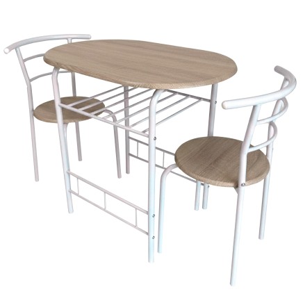 Conjunto Mesa Cocina y 2 Sillas Butterfly Color Blanco y Roble Sonoma_portada