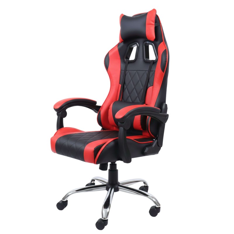 Silla Gaming Roja y Negra lateral