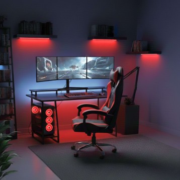 Silla Gaming Roja y Negra ambiente