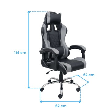 Silla Gaming Gris y Negra cotas