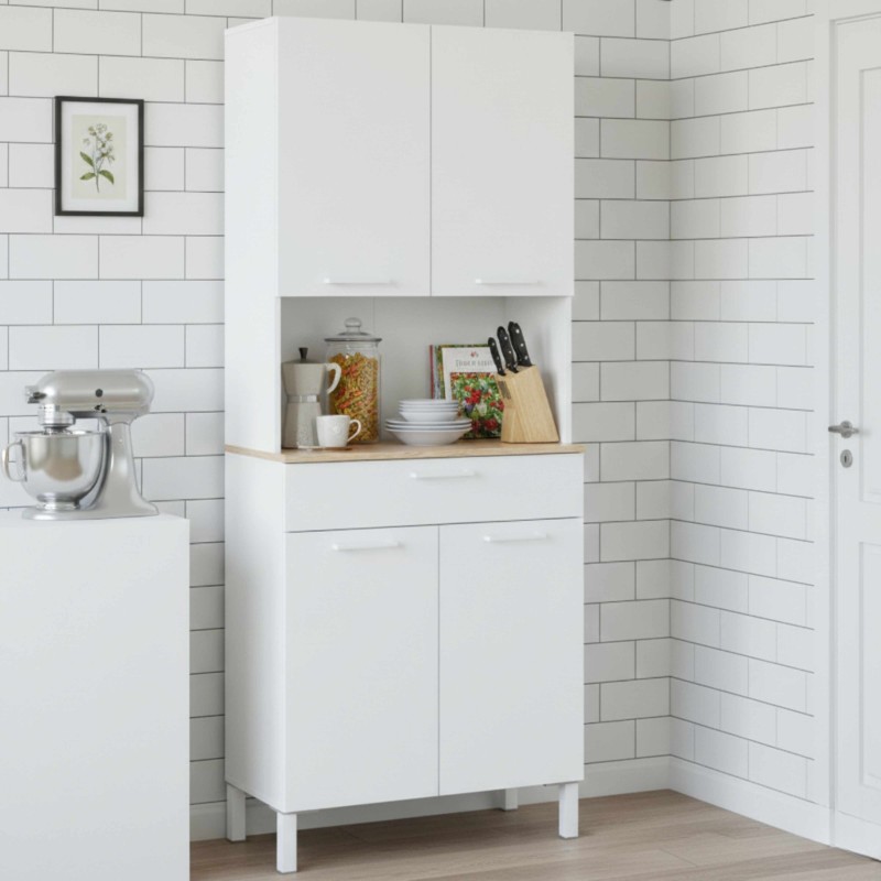 Mueble auxiliar cocina alto Yuka Blanco 72x186 cm