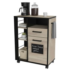 Mueble Auxiliar con Ruedas Industriale Roble Kronberg Y Negro Mate 72x88 cm