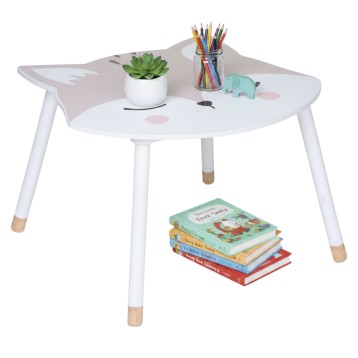 Mesa Infantil Fox Douceur con Serigrafia de Zorro en Blanco