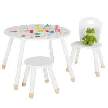 Pack Douceur Infantil Mesa, Silla y Taburete Color Blanco_portada