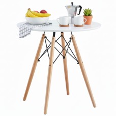 Mesa De Cocina Redonda Tower Blanco y Haya 80x75 cm