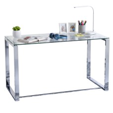 Mesa despacho 100 cm cristal y acero