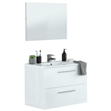 Mueble de Baño Suspendido Aruba 2 Cajones con Espejo Blanco 80 cm (Lavamanos Opcional)