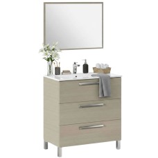 Mueble de Baño con Patas Taria y Espejo Roble 80 cm (Lavamanos Opcional)